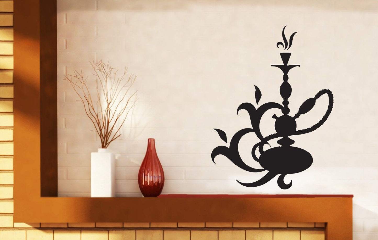 Wall Sticker Device Smoking Area Hookah Smoke Aroma Oriental Vinyl Decal (n436)