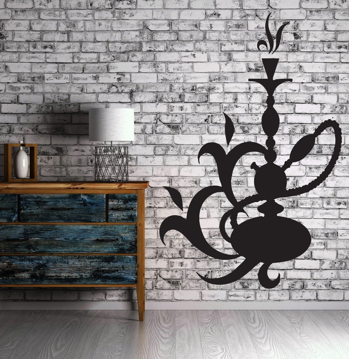 Wall Sticker Device Smoking Area Hookah Smoke Aroma Oriental Vinyl Decal (n436)