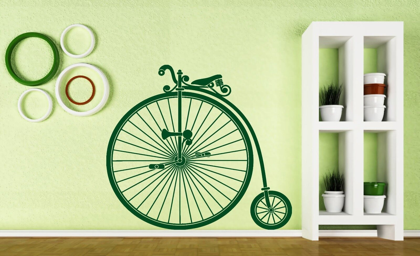 Wall Vinyl Sticker Vintage Bicycle Wheel Great Little Pedal Wheel Seat (n451)