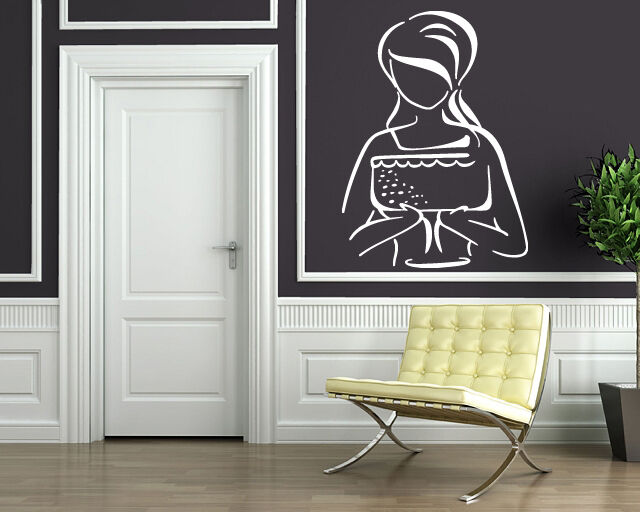 Wall Sticker Woman Pastry Sweets Cake Candy Celebration Vinyl Decal (n458)