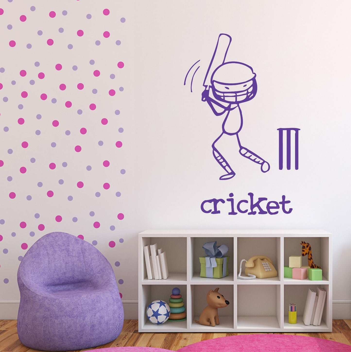 Autocollant mural en vinyle avec balle de cricket, équipe de sport anglaise (n461)