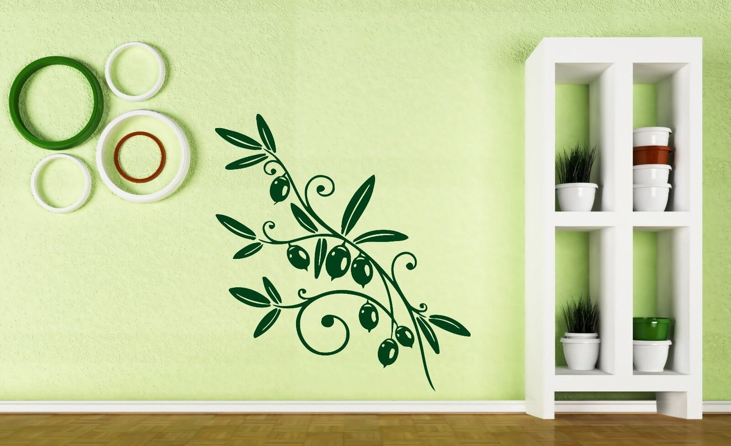 Wall Sticker Olive Branch Mature Fruit Foliage Vinyl Decal (n464)