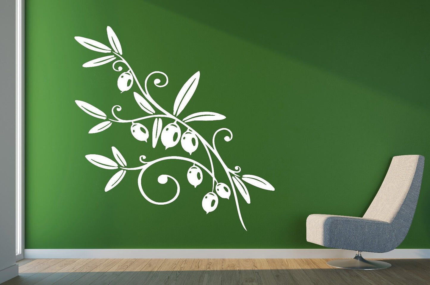 Wall Sticker Olive Branch Mature Fruit Foliage Vinyl Decal (n464)