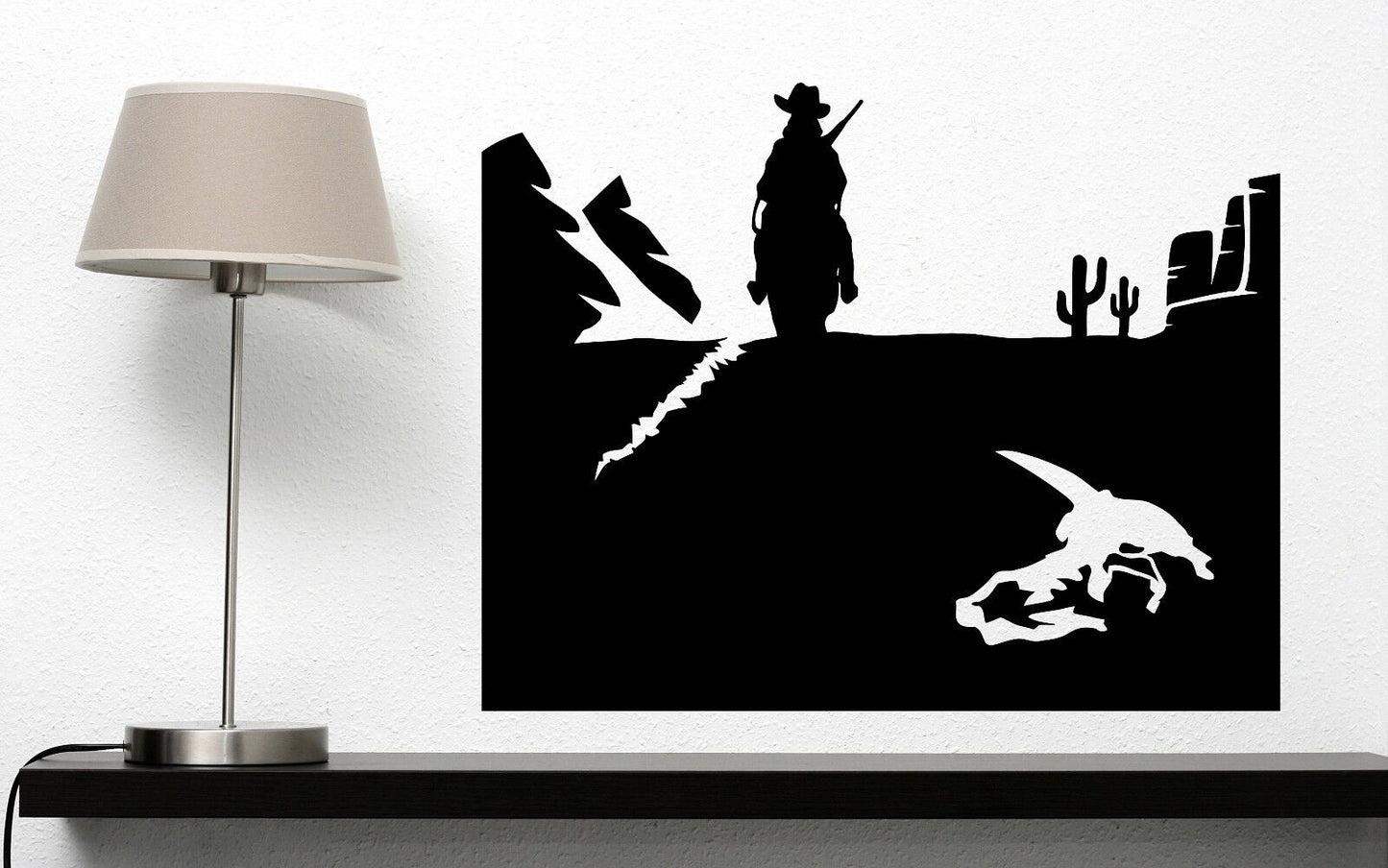 Wall Sticker Prairie Mountain River Landscape Cacti Cowboy Vinyl Decal (n466)