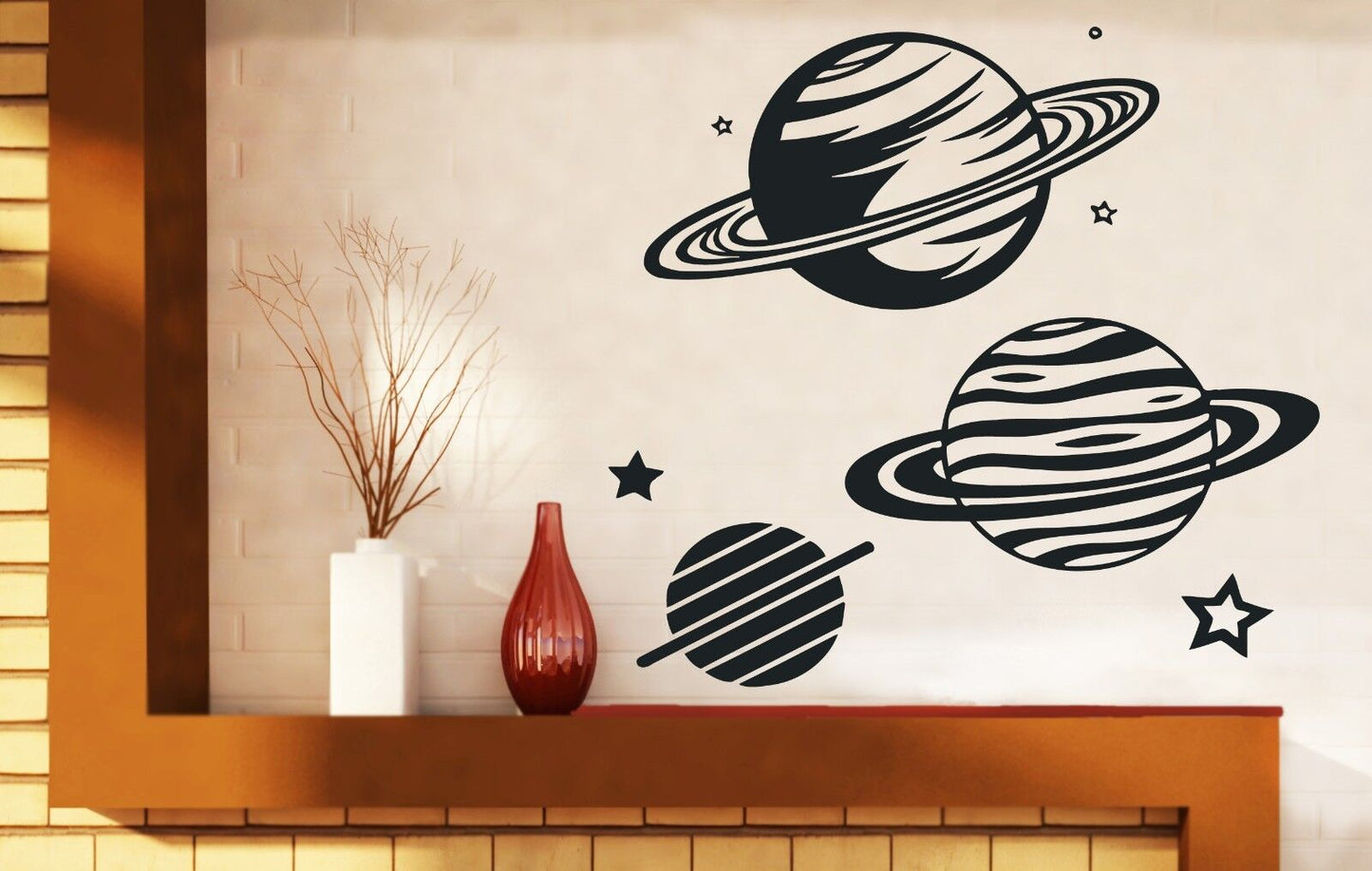 Wandaufkleber Planetarium Planeten Bild Stern Saturn Ringe Vinyl Aufkleber (n476)