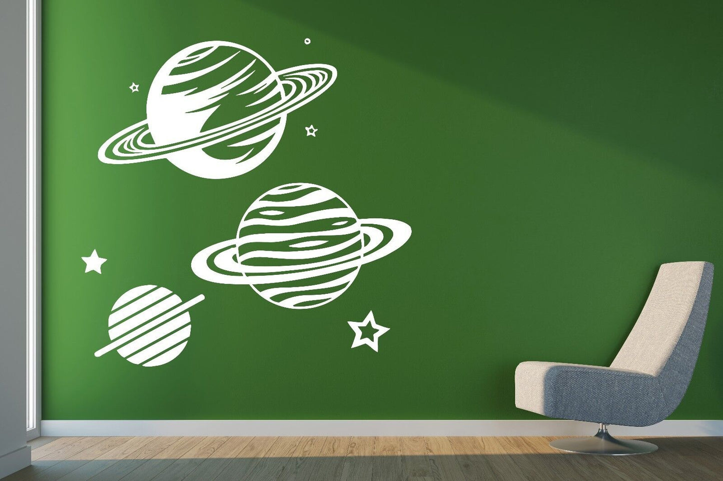 Wall Stickers Planetarium Planets Picture Star Saturn Rings Vinyl Decal (n476)