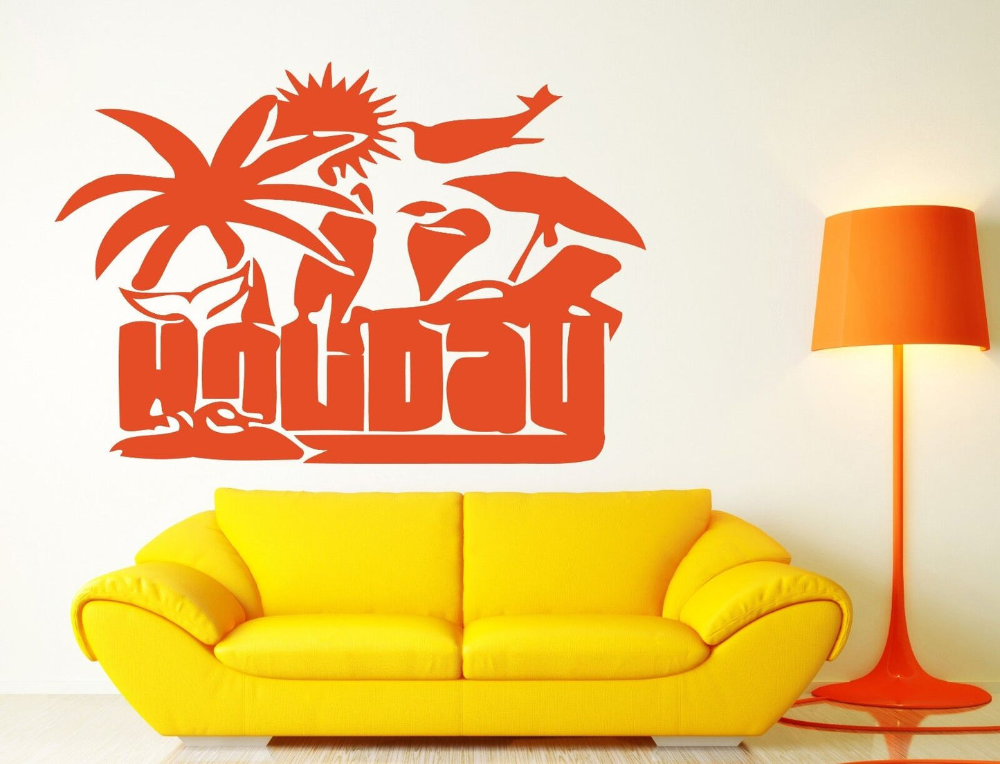 Wall Sticker Recreation Attributes Holiday Palm Beach Sun Vinyl Decal (n482)