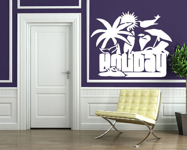 Wall Sticker Recreation Attributes Holiday Palm Beach Sun Vinyl Decal (n482)