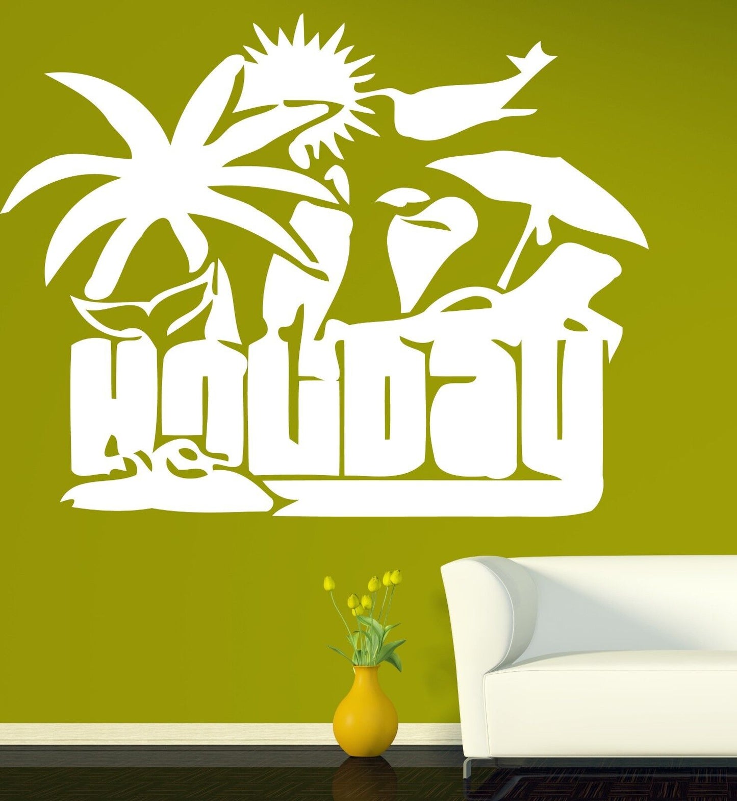 Wall Sticker Recreation Attributes Holiday Palm Beach Sun Vinyl Decal (n482)