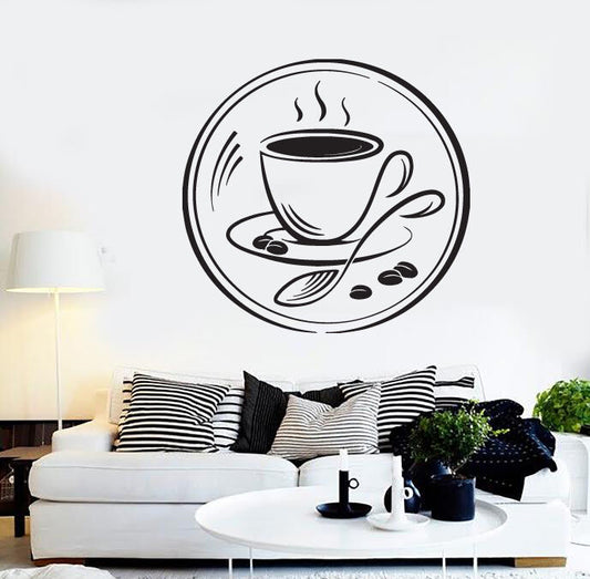 Wall Stickers Coffee Couple Grain Coffee Shop Restaurant Vinyl Decal (n485)