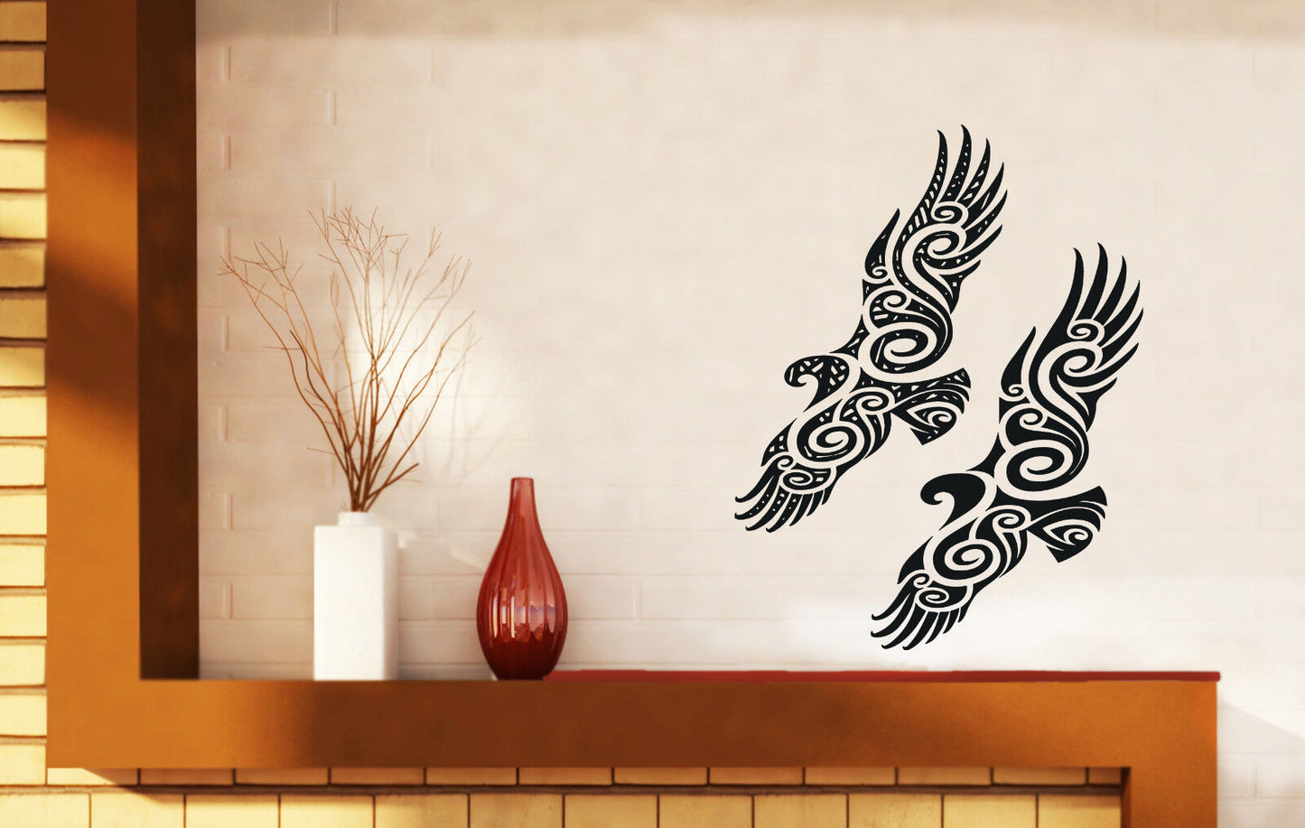 Wall Sticker Pair of Birds Abstract Beautiful Image Vinyl Decal (n494)