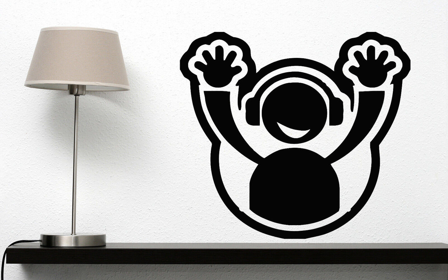 Wall Vinyl Sticker DJ Headphone Plate Hands Up Club Party Decor (n496)