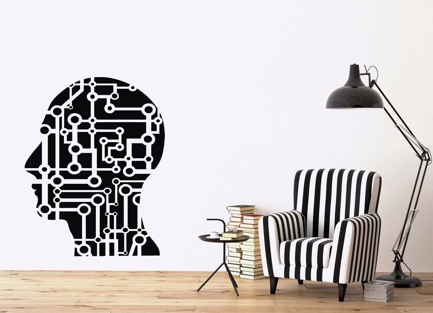 Wall Vinyl Sticker Decal Head Science Micro Chip Artificial Modern Decor (n522)