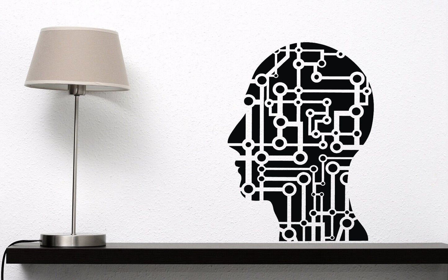 Wall Vinyl Sticker Decal Head Science Micro Chip Artificial Modern Decor (n522)