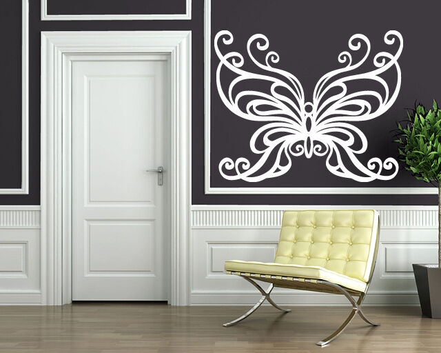 Autocollant mural en vinyle avec grandes ailes de papillon, décoration chic pour la maison (n531)