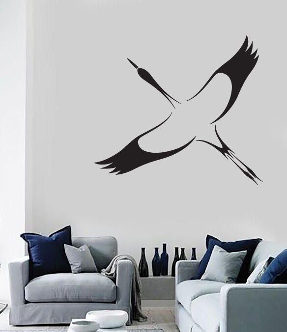 Vinyl Wall Sticker Stork Bird Symbol Good Fortune Long Life (n537)