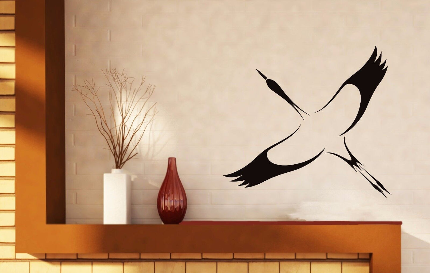 Vinyl Wall Sticker Stork Bird Symbol Good Fortune Long Life (n537)