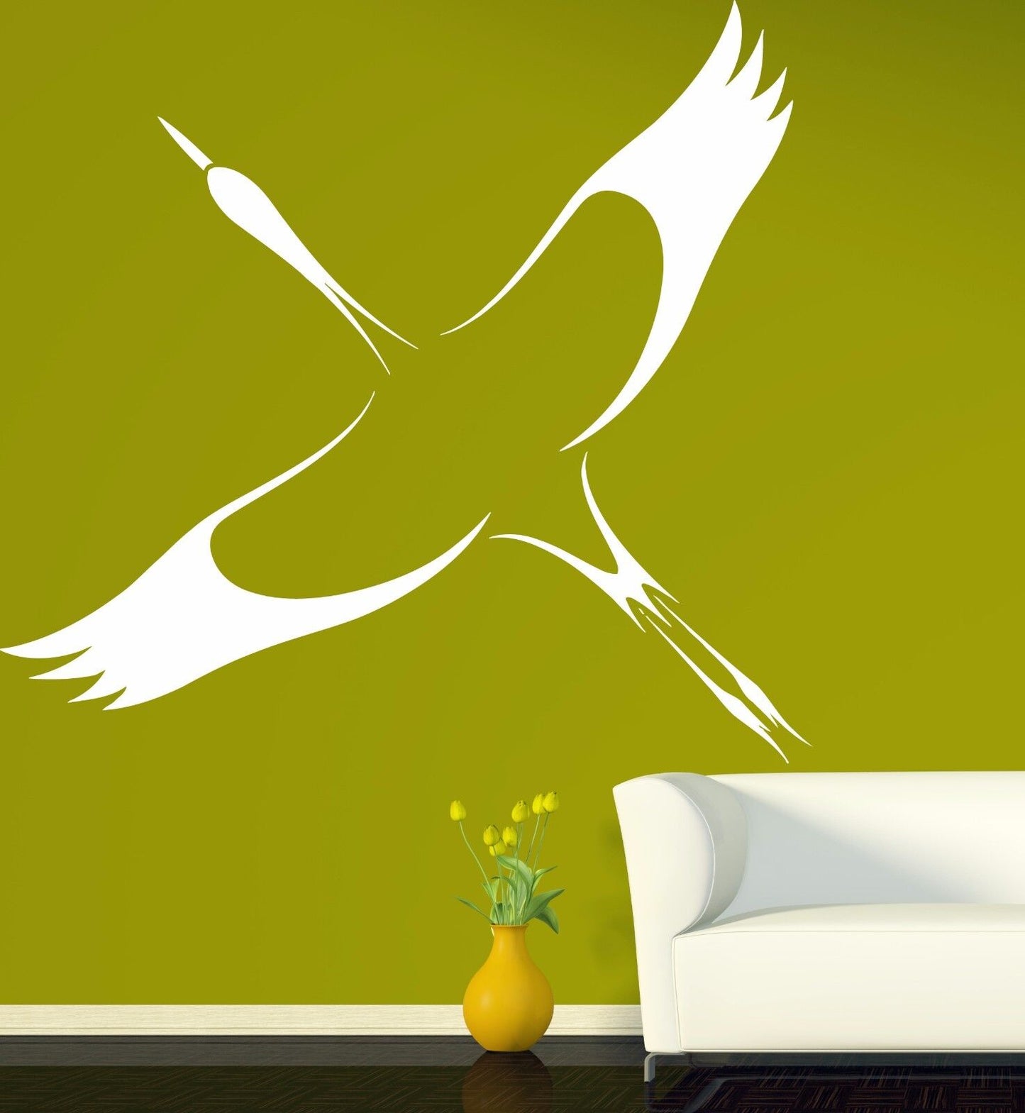 Vinyl Wall Sticker Stork Bird Symbol Good Fortune Long Life (n537)