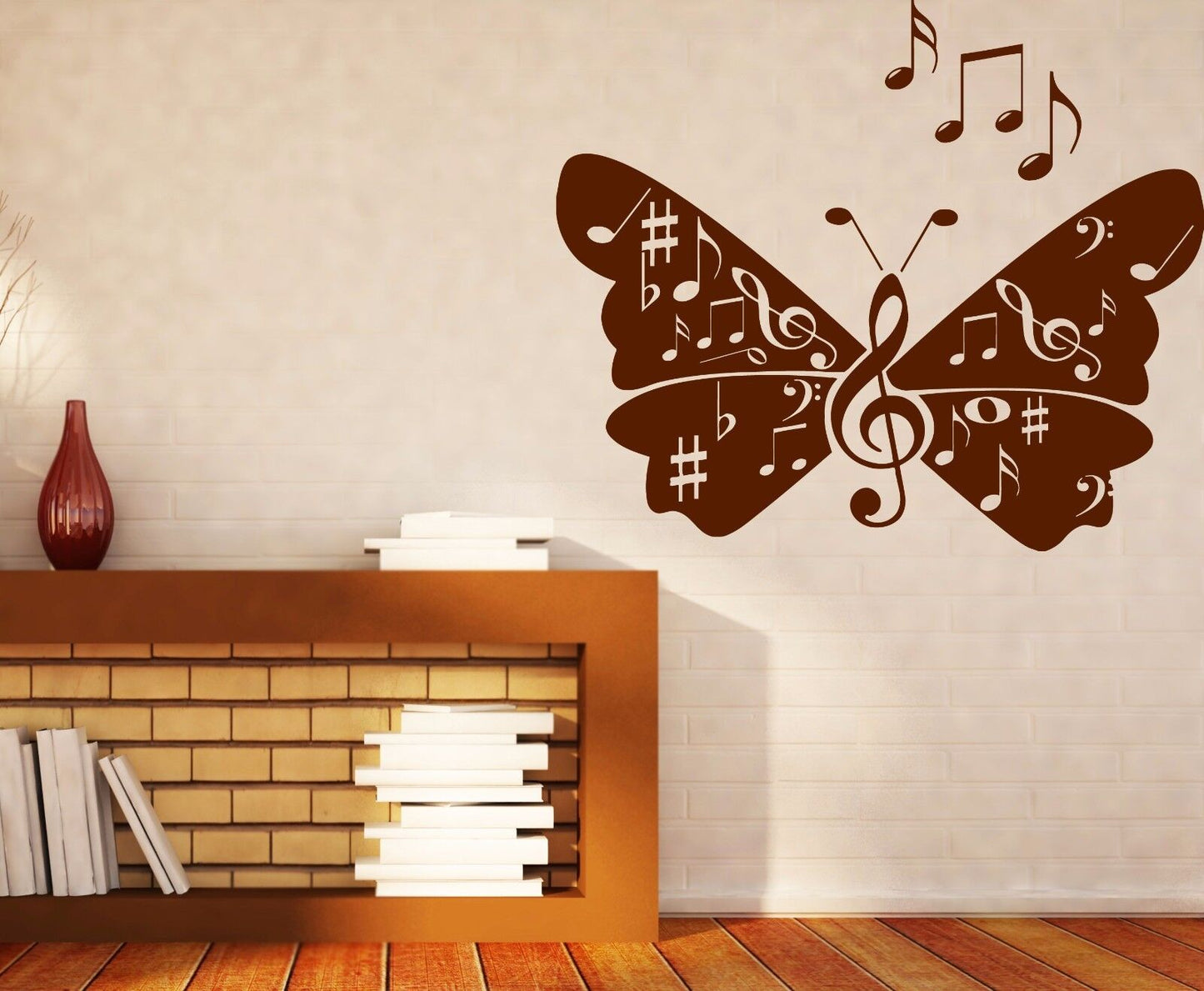 Wall Vinyl Sticker musical notes signs butterfly wings song (n538)