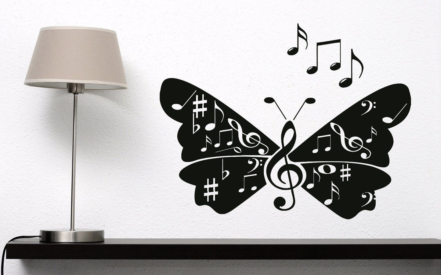 Wall Vinyl Sticker musical notes signs butterfly wings song (n538)