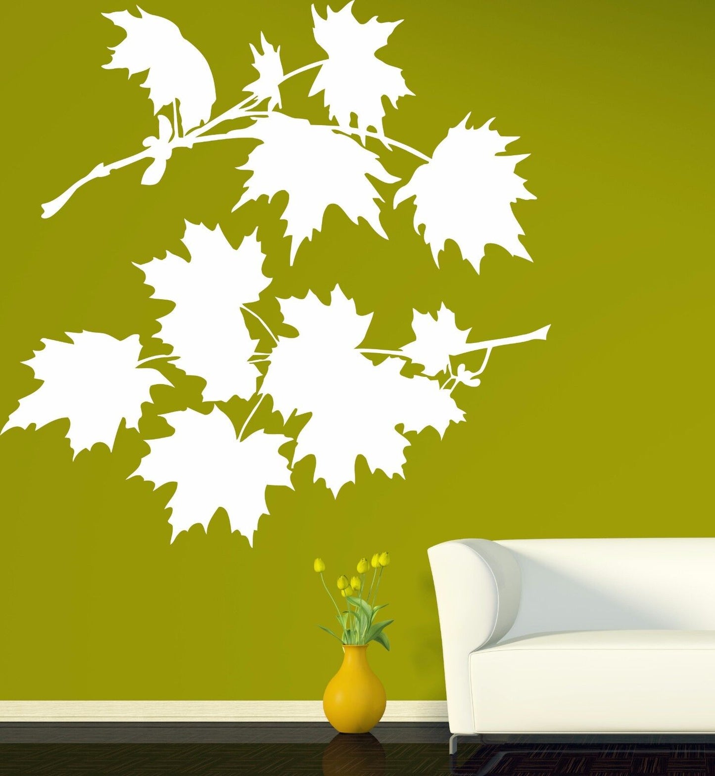 Vinyl Wall Sticker Leaves Maple Tree Bush Beautiful Petals (n545)