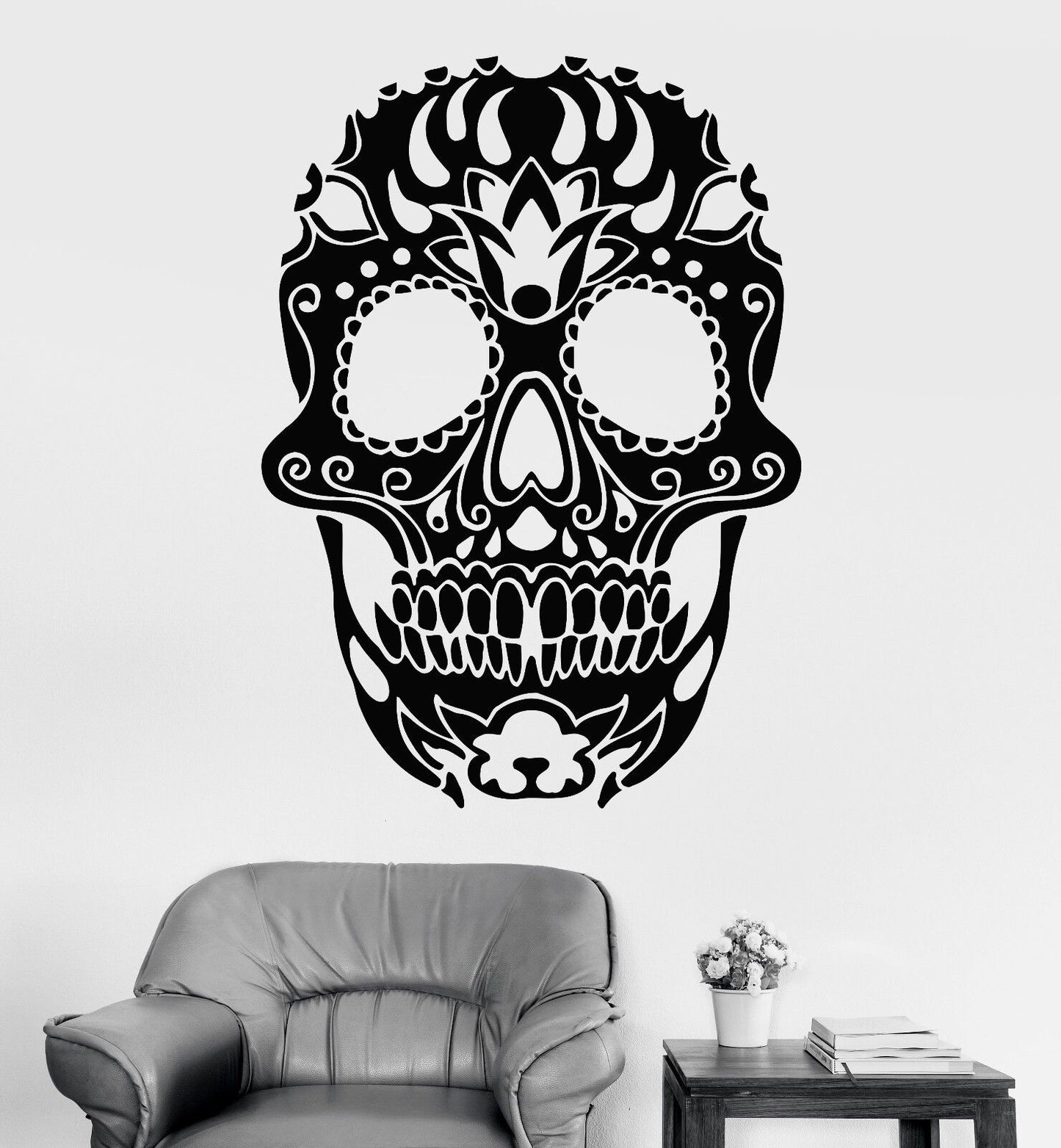 Autocollants muraux en vinyle crâne de sucre Calavera Mexique Mural (163ig)