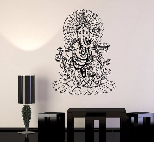 Autocollants muraux en vinyle Ganesha Inde Dieu hindou Décoration de la maison Autocollant mural (170ig)