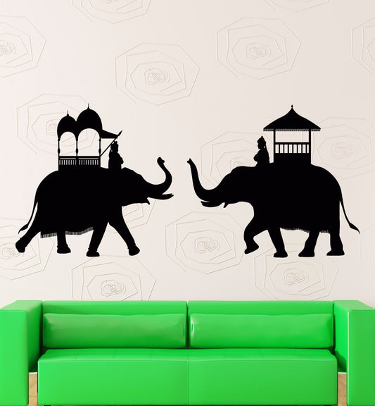 Vinyl Wall Decal Elephants India Animals Hindu Stickers Mural (204ig)