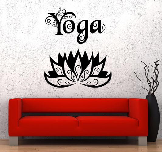 Vinyl Wall Decal Yoga Center Meditation Lotus Flower Mural Stickers (226ig)