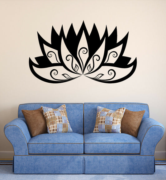 Vinyl Wall Decal Yoga Flower Lotus Ornament Meditation Room Stickers (227ig)