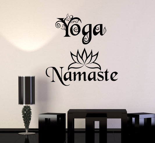 Vinyl Wall Decal Yoga Namaste Lotus Hinduism Hindu Mural Stickers (228ig)