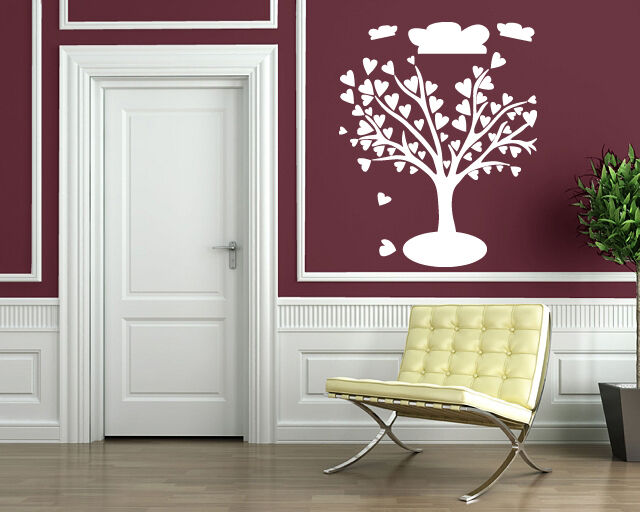 Autocollant mural en vinyle, Branches d'arbre d'amour, décor moderne (n562)