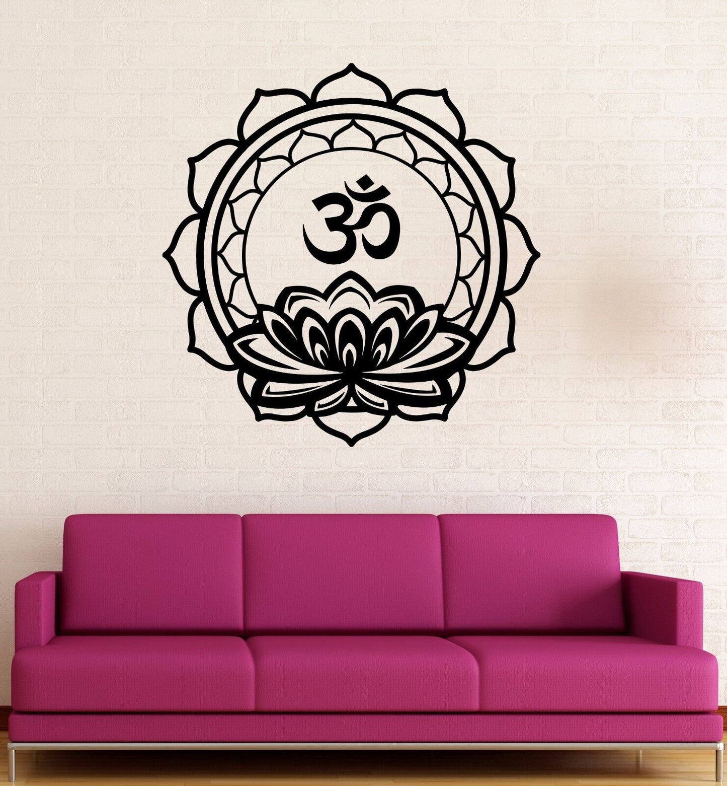 Vinyl Wall Decal Lotus Om Mantra Meditation Mandala Hinduism Stickers (241ig)