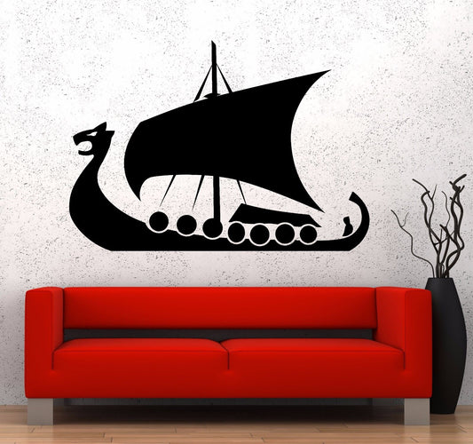 Vinyl Wall Decal Viking Ships Barbarian Kids Art Boy Room Stickers (250ig)