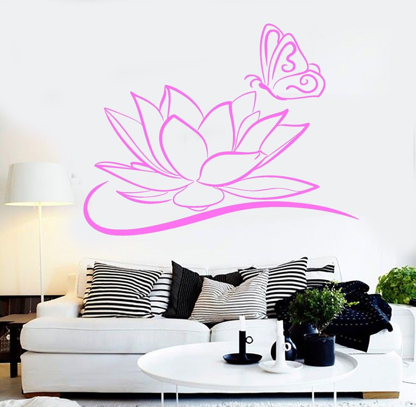 Vinyl Wall Decal Lotus Flower Butterfly Beauty Salon Spa Stickers (256ig)