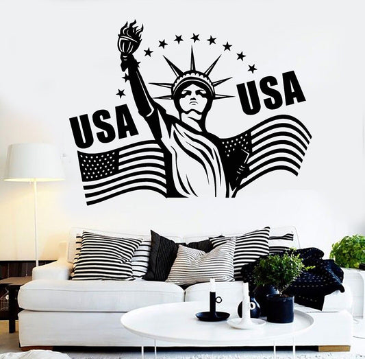 Autocollant mural en vinyle Statue de la Liberté USA Drapeau américain Autocollants (283ig)