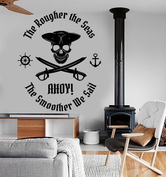 Autocollant mural en vinyle Pirate marin décor nautique citation crâne autocollants (295ig)