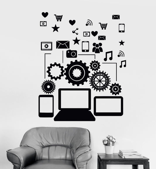 Vinyl Wall Decal Social Network Communication Gadgets Stickers (313ig)