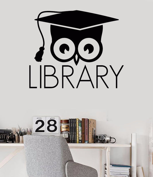 Vinyl Wall Decal Library Books Bookworm Academic Owl Scientific Stickers (320ig)