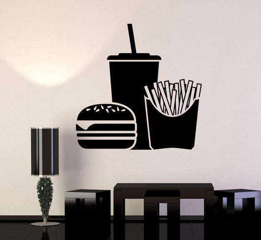 Wandaufkleber aus Vinyl, Fast Food, Hamburger, Softdrinks (324ig)