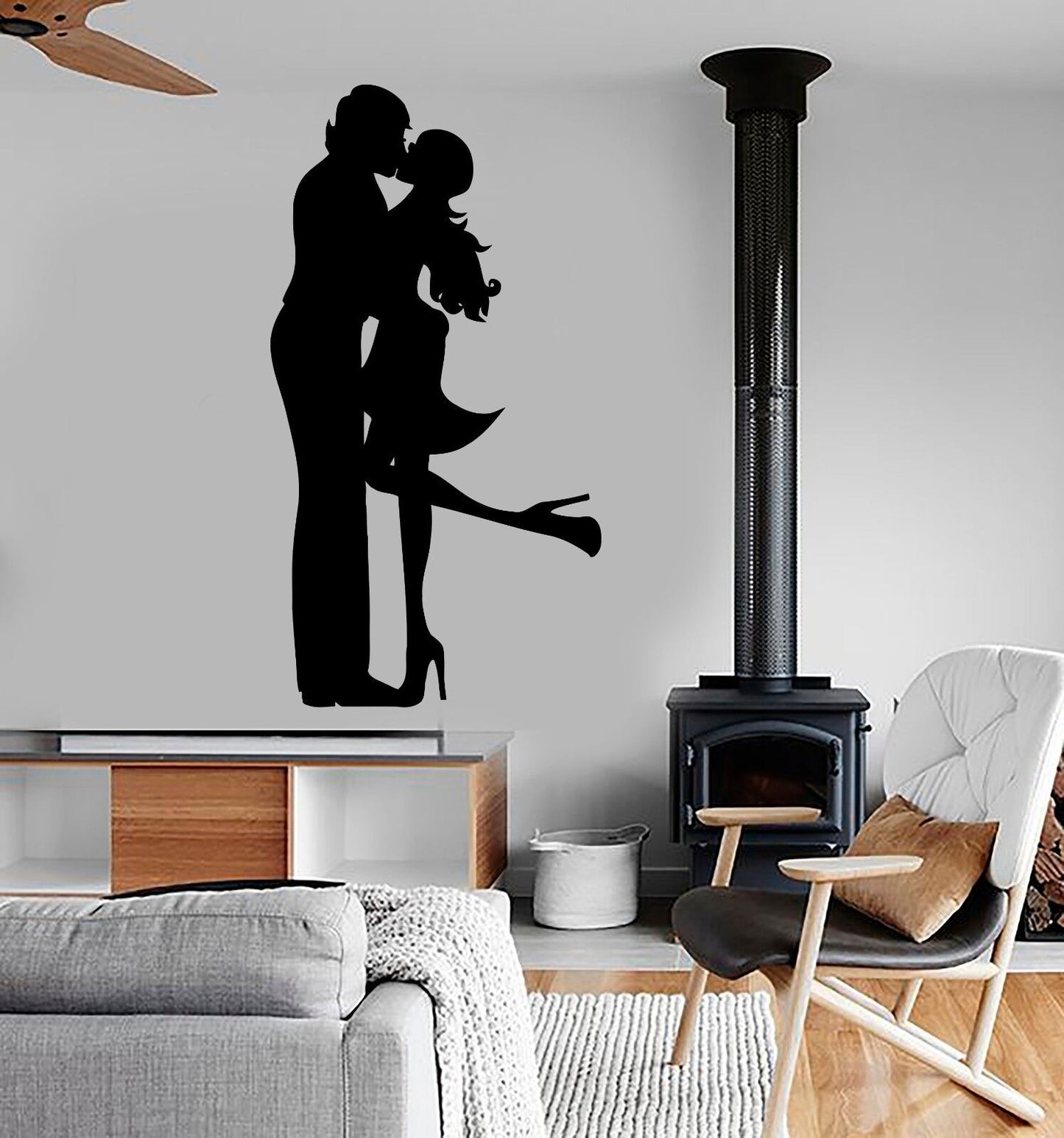 Autocollant mural en vinyle pour Couple amoureux, autocollants artistiques romantiques (364ig)