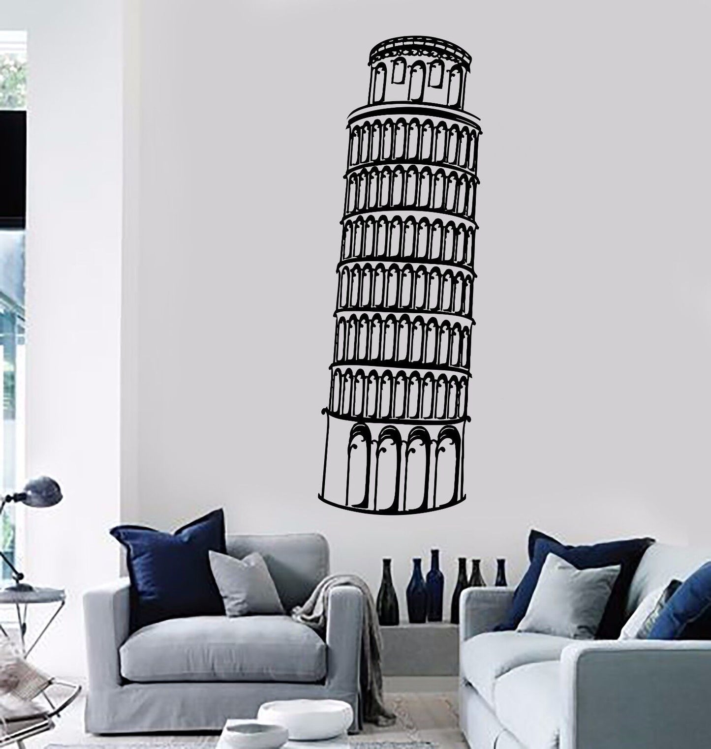 Vinyl Wall Decal Leaning Tower of Pisa Italy Italian Art Stickers (365ig)