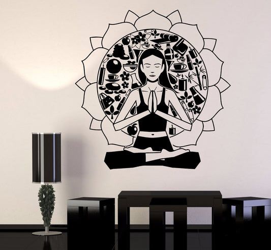 Vinyl Wall Decal Meditation Woman Healthy Lifestyle Living Yoga Stickers (366ig)