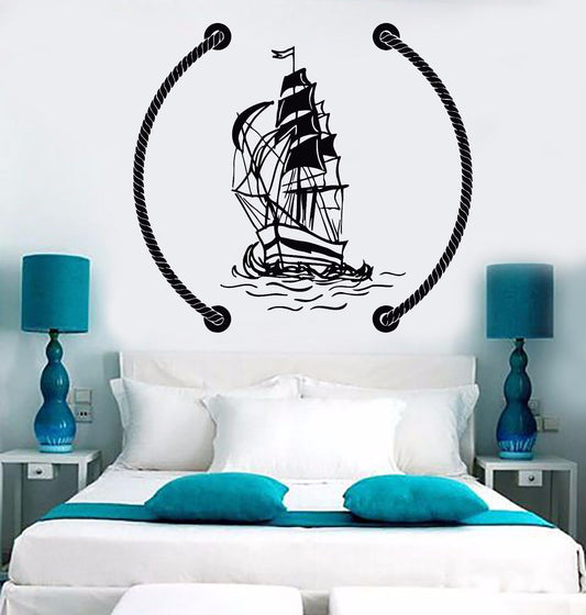 Autocollant mural en vinyle, bateau de mer, marin, autocollants d'art marin nautique (373ig)