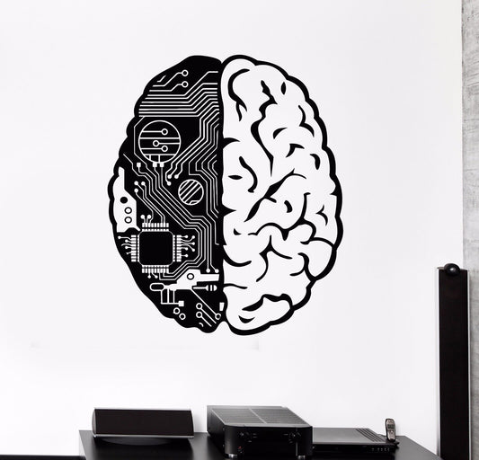 Vinyl Wall Decal Brain Chip Engineer Compute Geek Artificial Stickers (374ig)