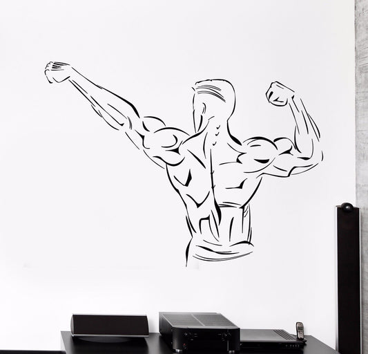 Vinyl Wall Decal Muscles Bodybuilder Fitness Gym Stickers Mural (388ig)