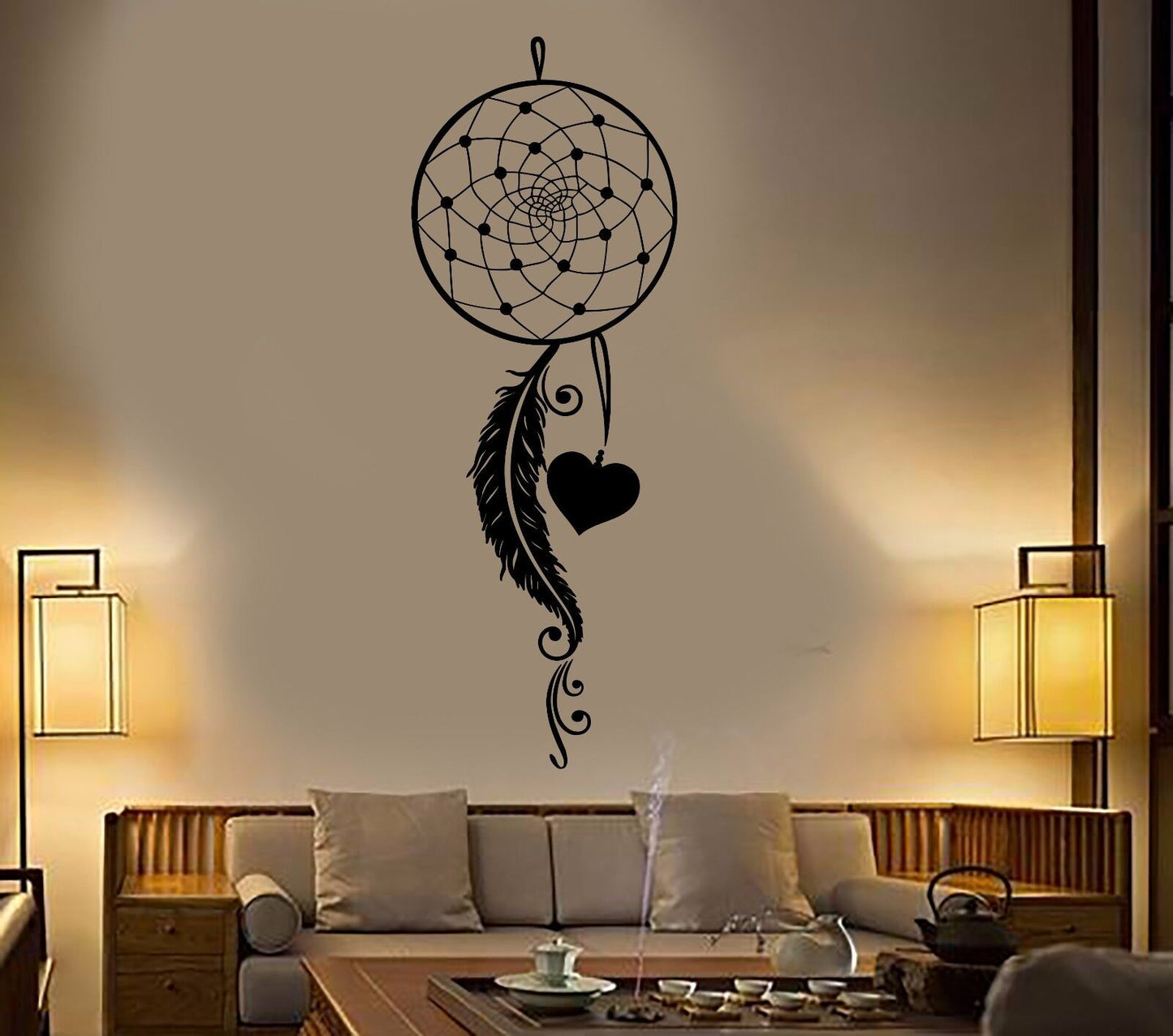 Vinyl Wall Decal Dream Catcher Feathers Love Bedroom Stickers (401ig)