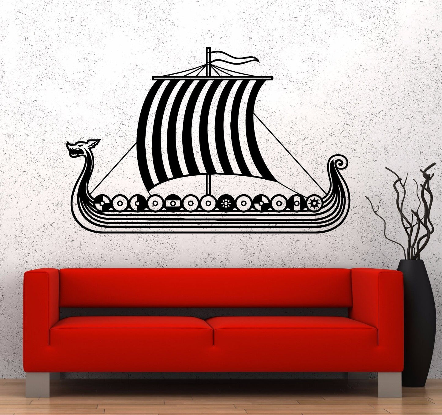 Autocollant mural en vinyle bateau Viking nautique pour chambre d'enfant (436ig)