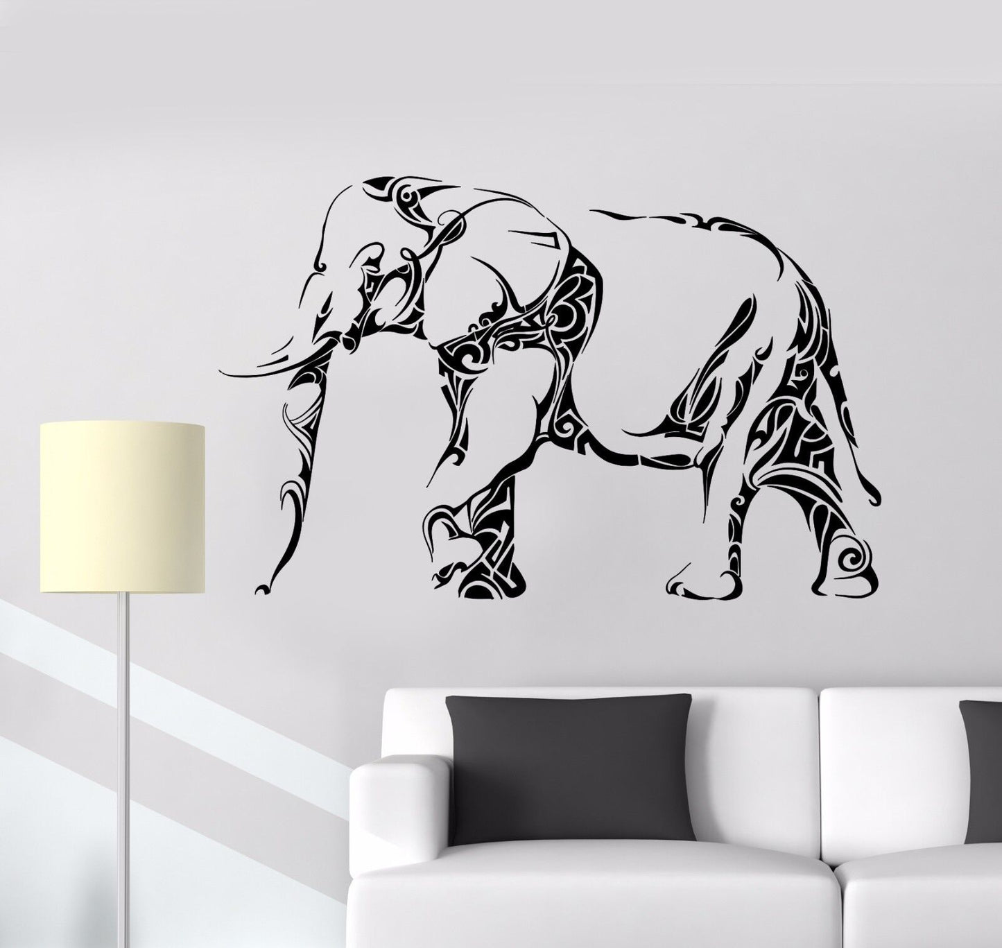 Autocollant Mural en vinyle, motif d'éléphant, Animal Tribal, autocollants muraux (438ig)