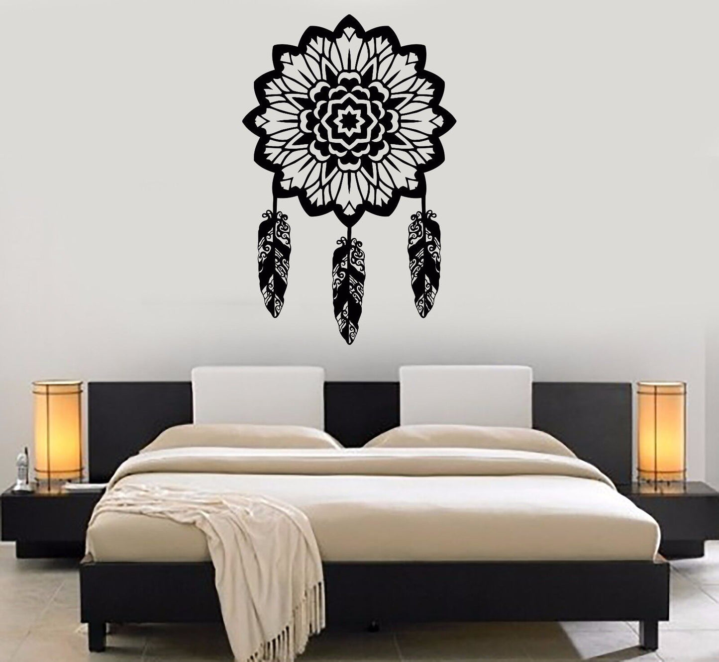 Vinyl Wall Decal Dreamcatcher Bedroom Decoration Feathers Mural Stickers (456ig)